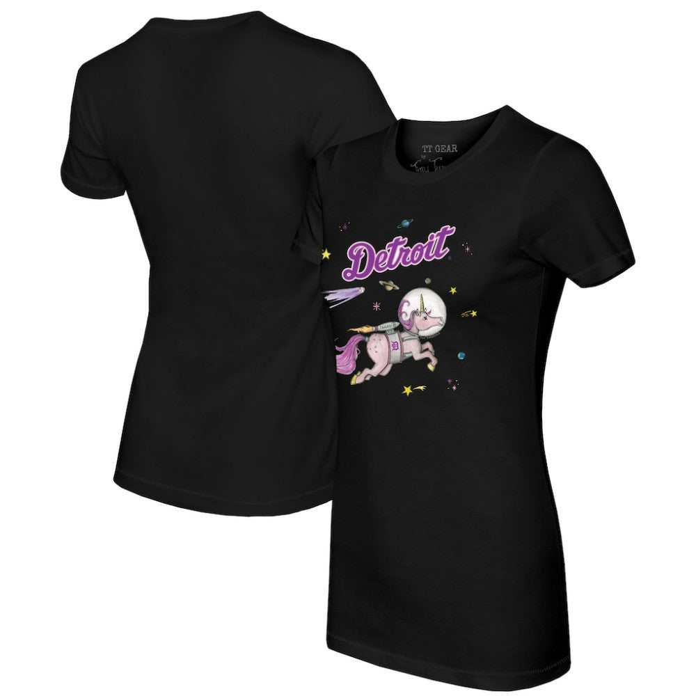 Detroit Tigers Tiny Turnip Women's Space Unicorn T-Shirt Black