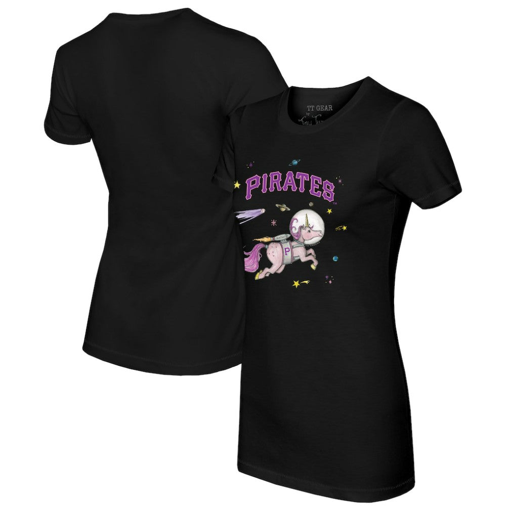 Pittsburgh Pirates Tiny Turnip Women's Space Unicorn T-Shirt Black