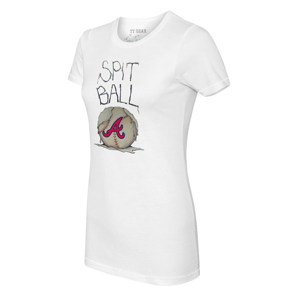 Atlanta Braves Tiny Turnip Women's Spit Ball T-Shirt White