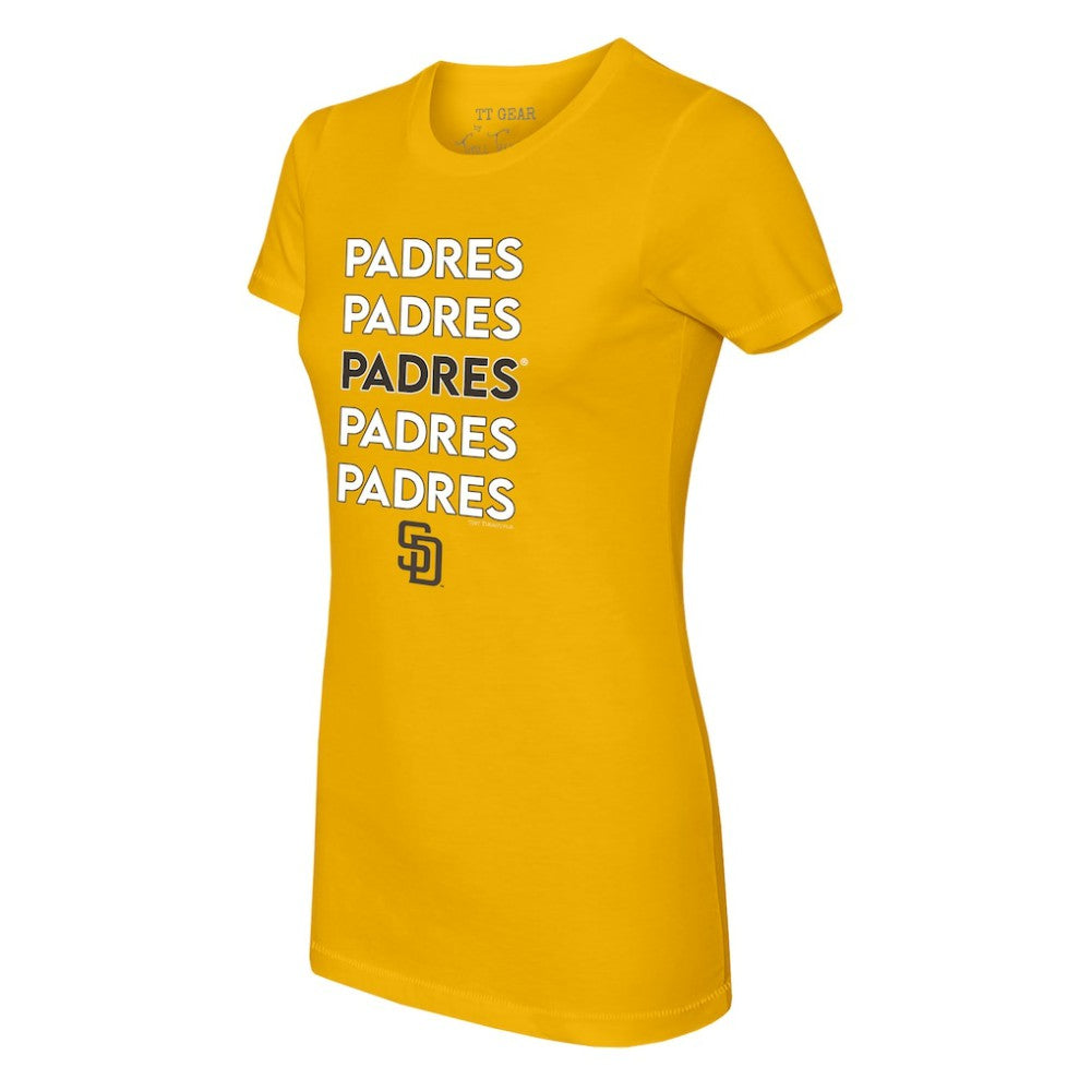 San Diego Padres Tiny Turnip Women's Stacked T-Shirt Gold