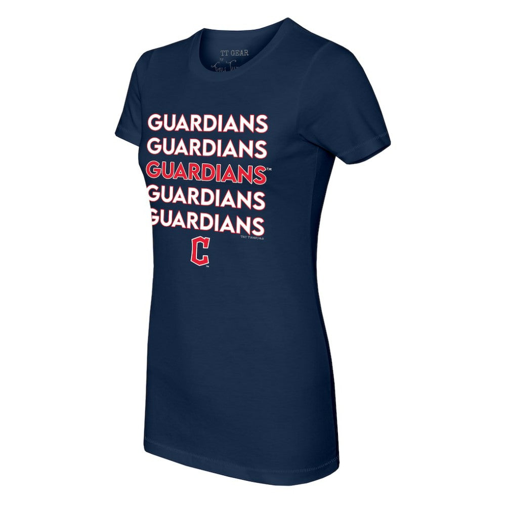 Cleveland Guardians Tiny Turnip Women's Stacked T-Shirt Navy