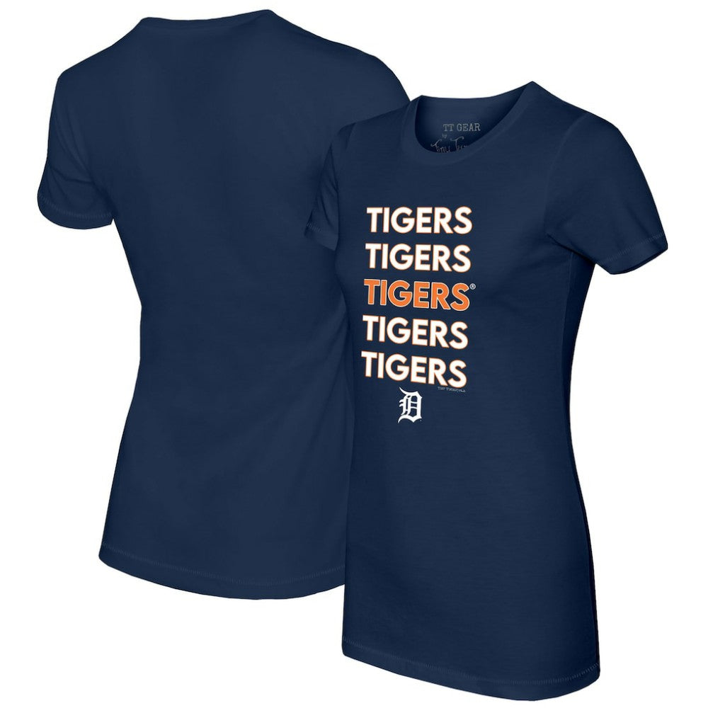 Detroit Tigers Tiny Turnip Women's Stacked T-Shirt Navy