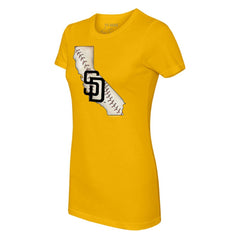 San Diego Padres Tiny Turnip Women's State Outline T-Shirt Gold