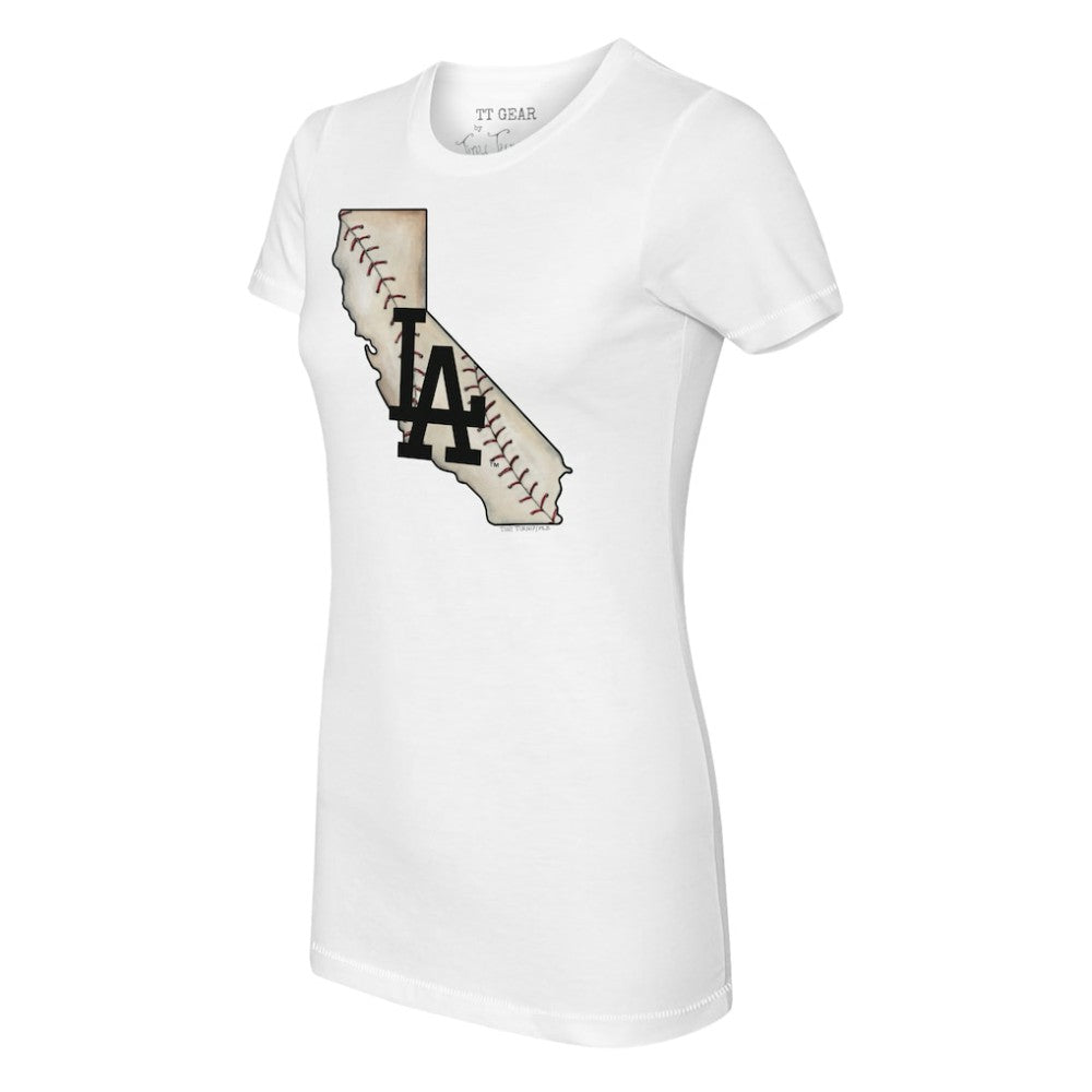 Los Angeles Dodgers Tiny Turnip Women's State Outline T-Shirt White