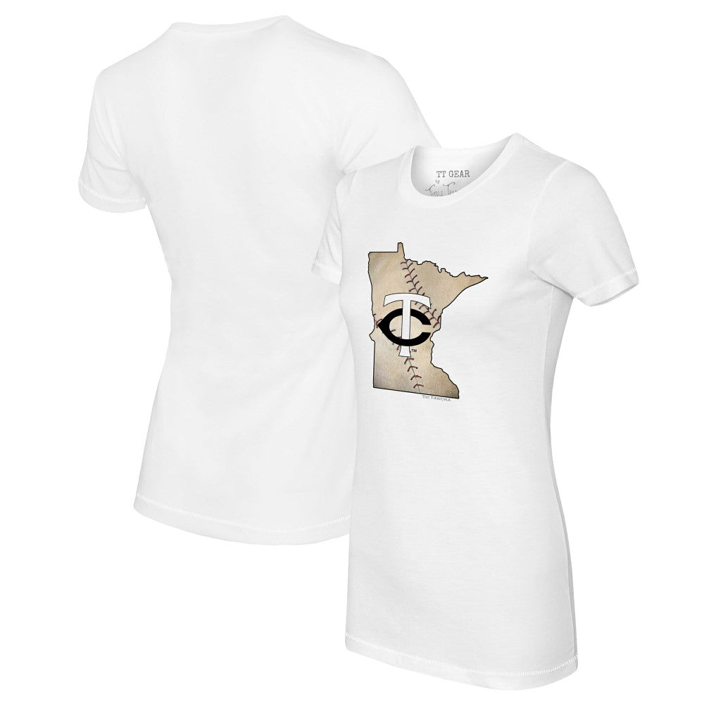 Minnesota Twins Tiny Turnip Women's State Outline T-Shirt White