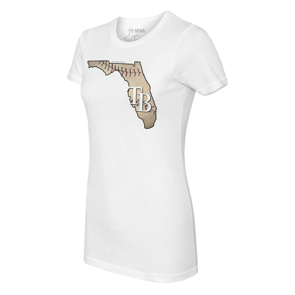 Tampa Bay Rays Tiny Turnip Women's State Outline T-Shirt White