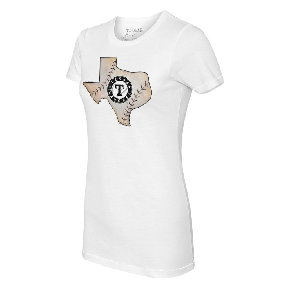 Texas Rangers Tiny Turnip Women's State Outline T-Shirt White