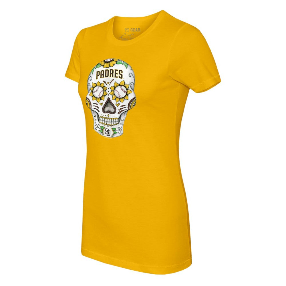 San Diego Padres Tiny Turnip Women's Sugar Skull T-Shirt Gold