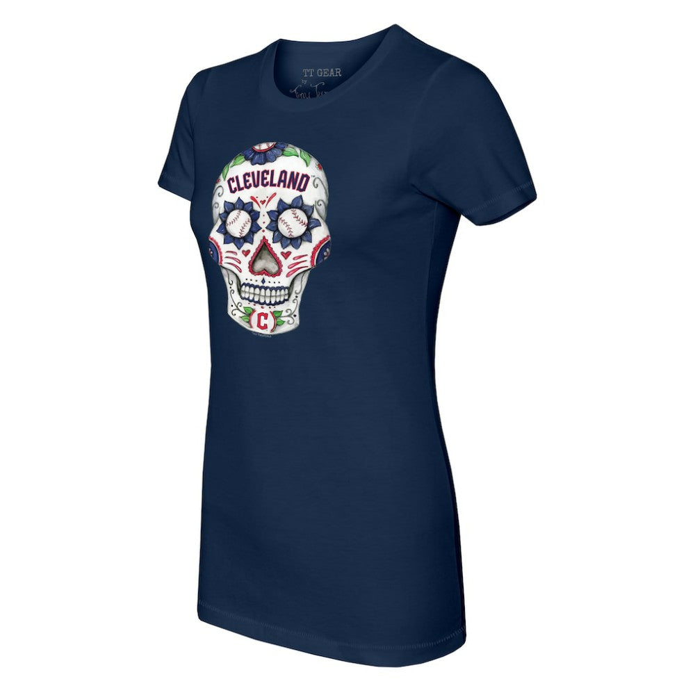 Cleveland Guardians Tiny Turnip Women's Sugar Skull T-Shirt Navy