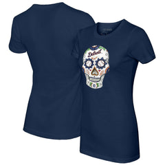Detroit Tigers Tiny Turnip Women's Sugar Skull T-Shirt Navy