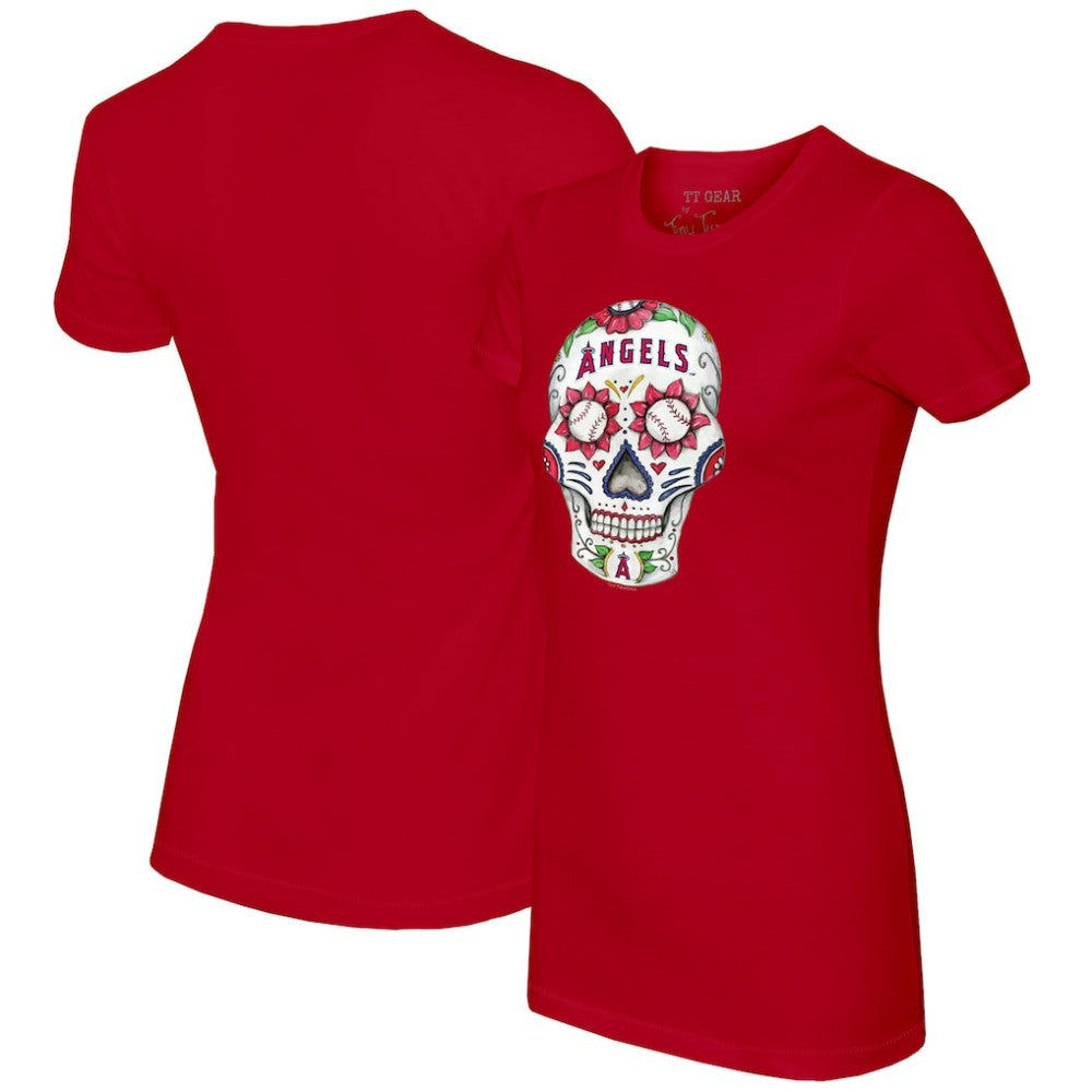 Los Angeles Angels Tiny Turnip Women's Sugar Skull T-Shirt Red