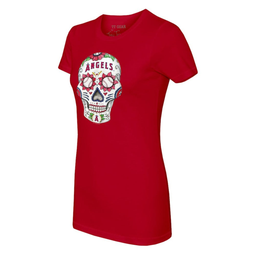 Los Angeles Angels Tiny Turnip Women's Sugar Skull T-Shirt Red