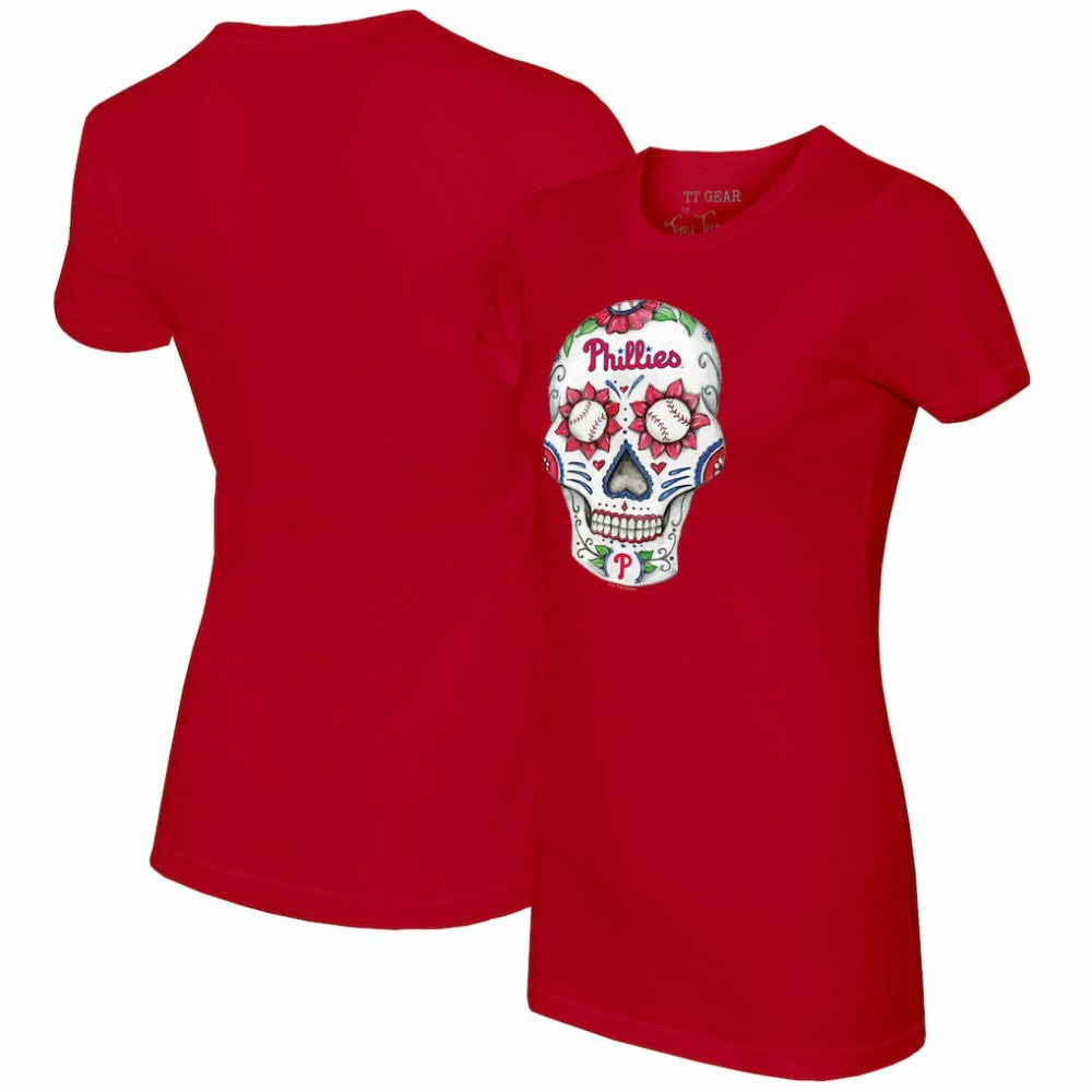 Philadelphia Phillies Tiny Turnip Women's Sugar Skull T-Shirt Red