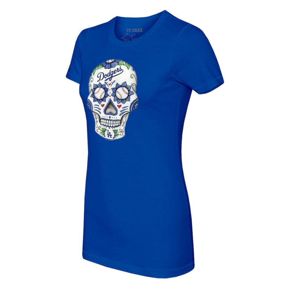 Los Angeles Dodgers Tiny Turnip Women's Sugar Skull T-Shirt Royal
