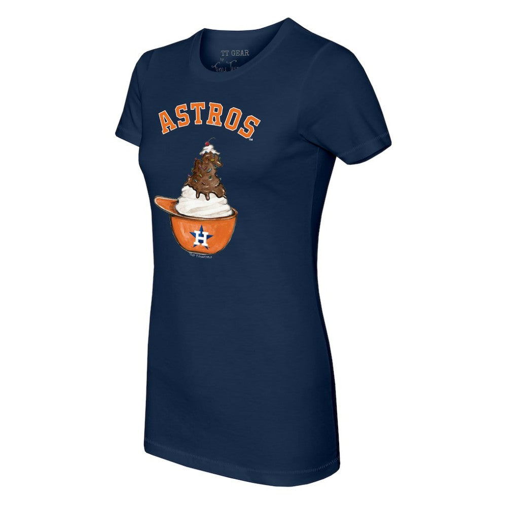 Houston Astros Tiny Turnip Women's Sundae Helmet T-Shirt Navy