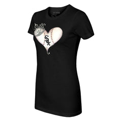 Chicago White Sox Tiny Turnip Women's Tiara Heart T-Shirt Black