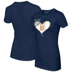 Detroit Tigers Tiny Turnip Women's Tiara Heart T-Shirt Navy