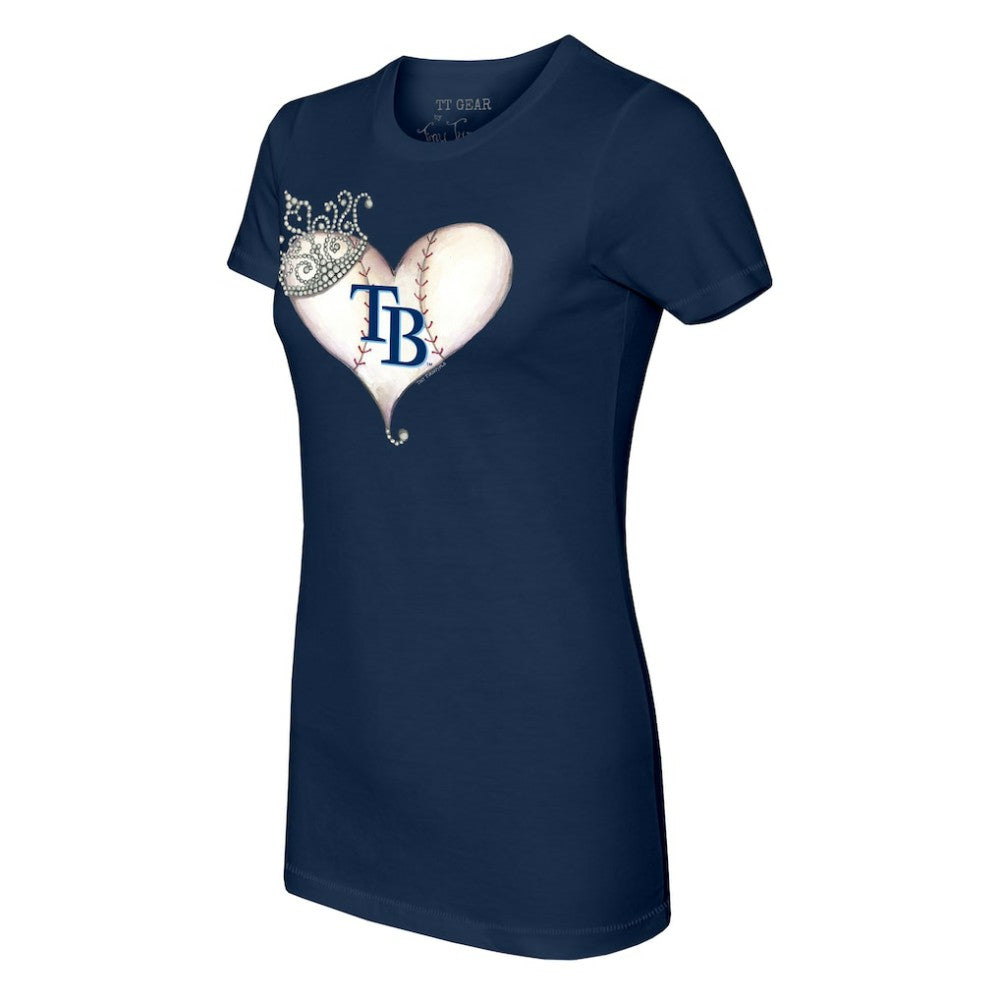 Tampa Bay Rays Tiny Turnip Women's Tiara Heart T-Shirt Navy