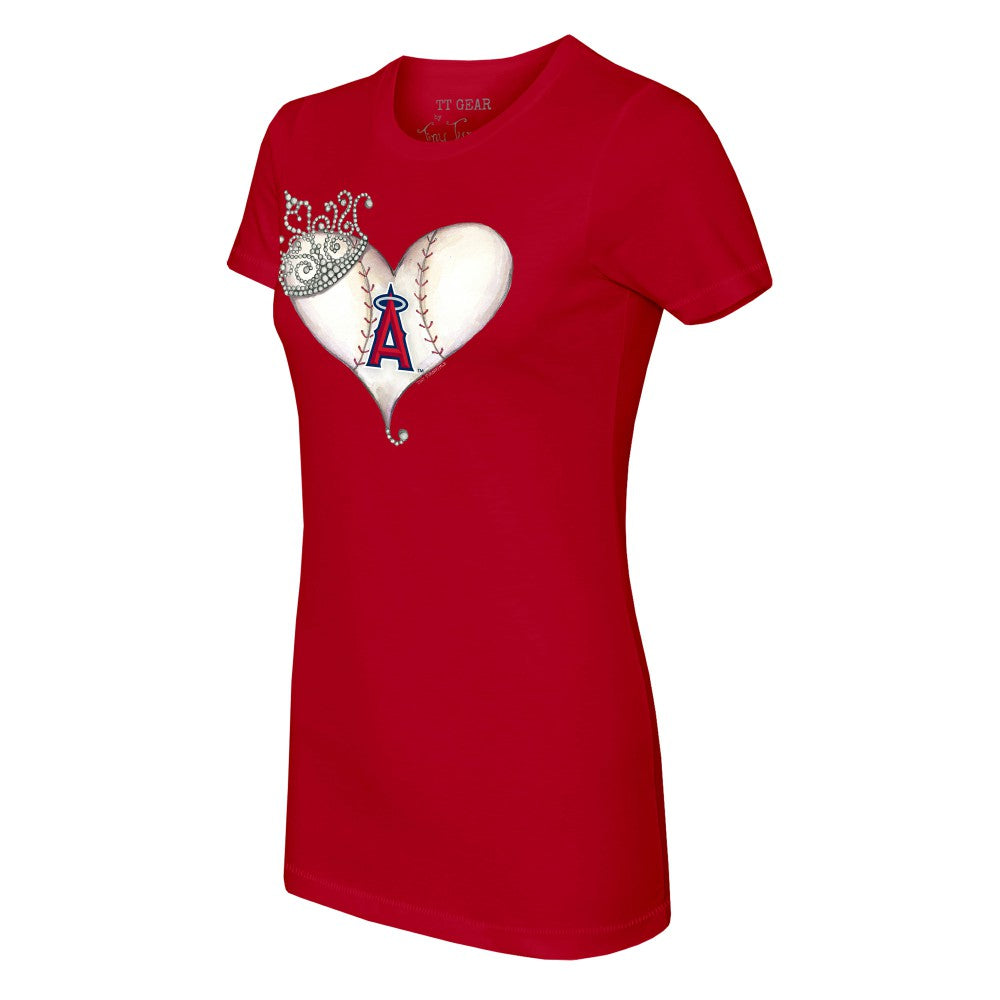Los Angeles Angels Tiny Turnip Women's Tiara Heart T-Shirt Red