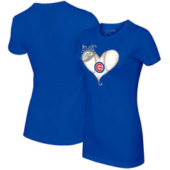 Chicago Cubs Tiny Turnip Women's Tiara Heart T-Shirt Royal
