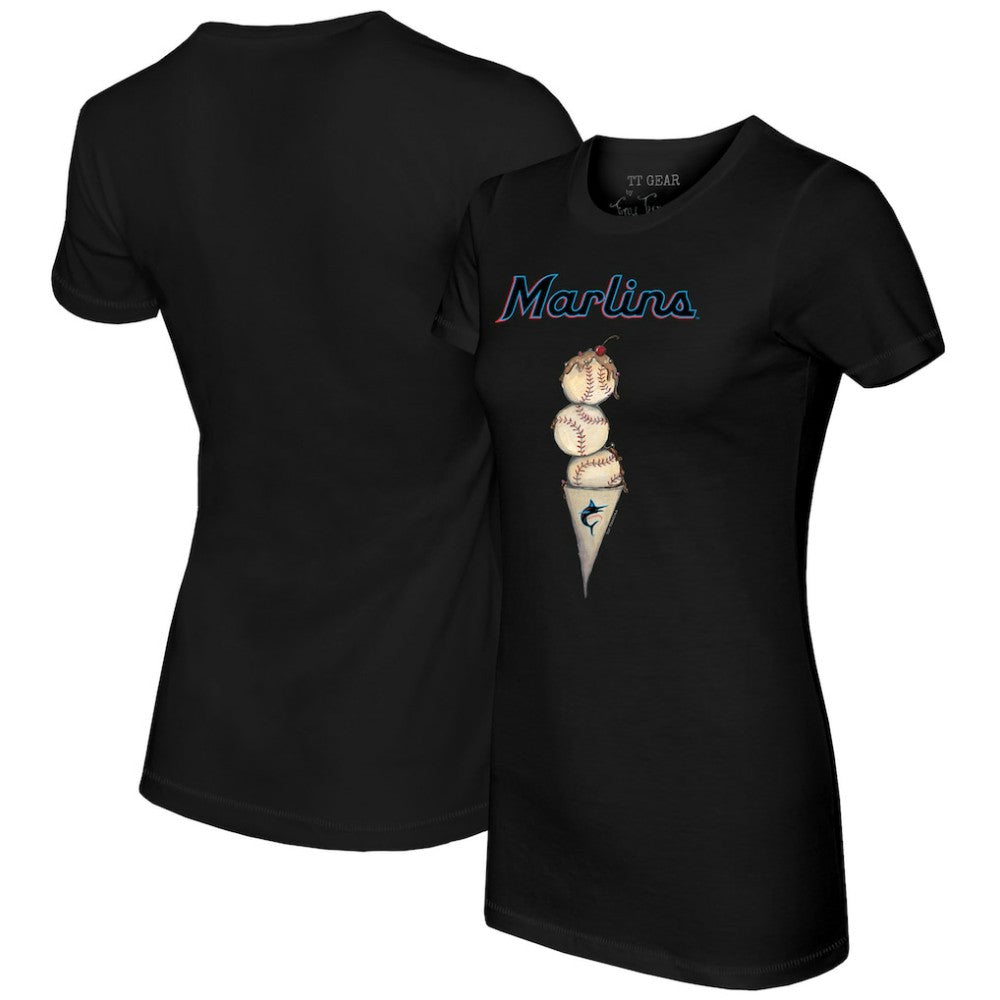 Miami Marlins Tiny Turnip Women's Triple Scoop T-Shirt Black