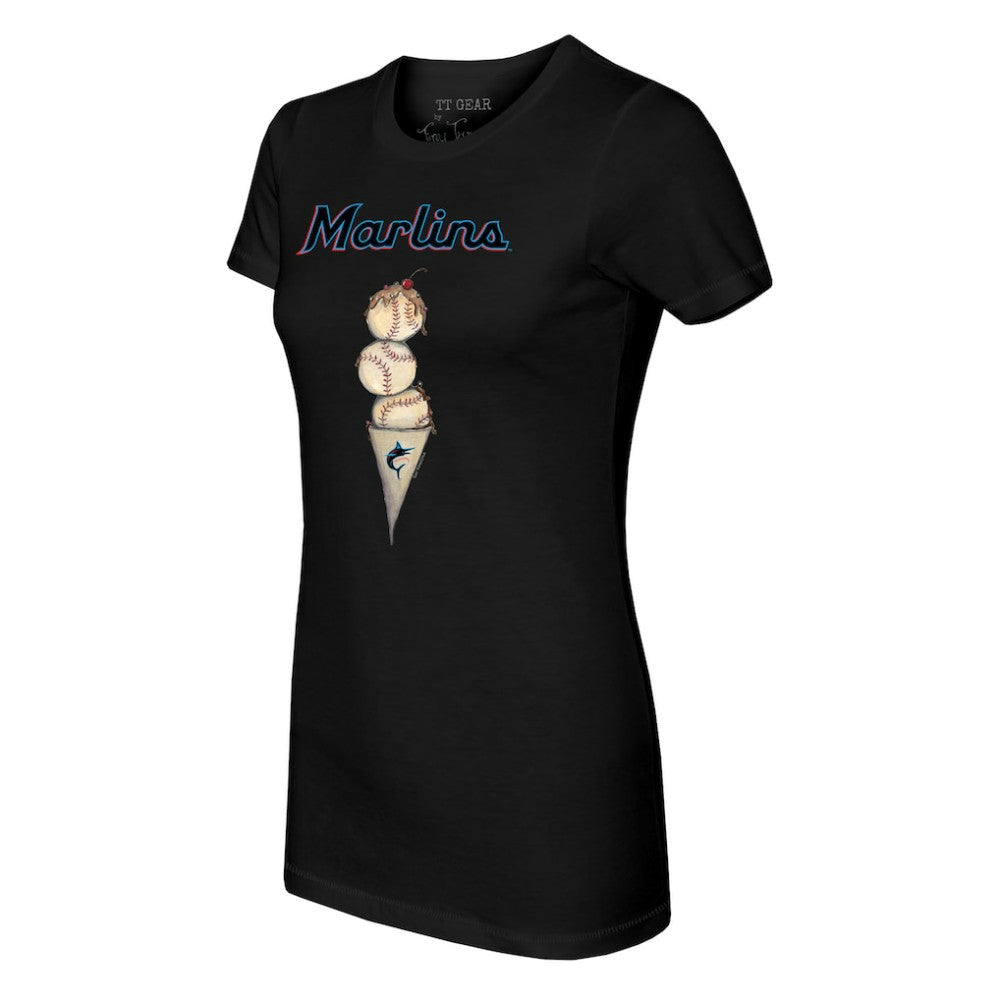 Miami Marlins Tiny Turnip Women's Triple Scoop T-Shirt Black