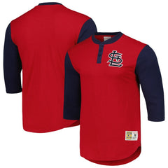 St. Louis Cardinals Cooperstown Collection Legendary Slub Henley 3/4-Sleeve T-Shirt Red