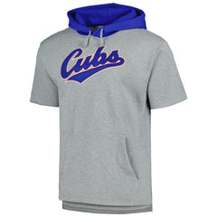 Chicago Cubs Postgame Short Sleeve Pullover Hoodie Heather Gray