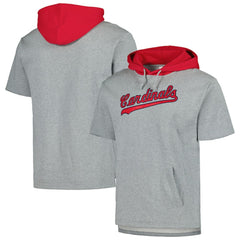 St. Louis Cardinals Postgame Short Sleeve Pullover Hoodie Heather Gray