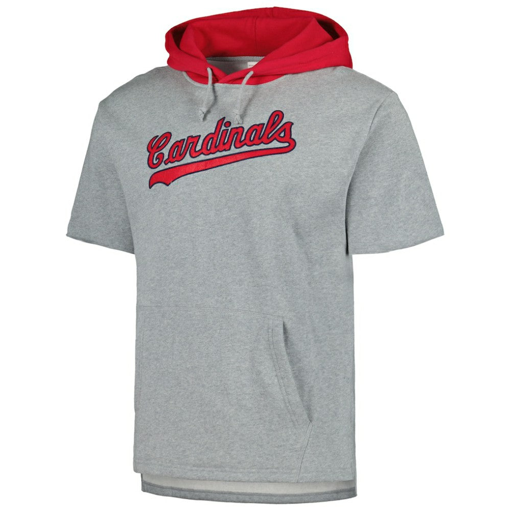 St. Louis Cardinals Postgame Short Sleeve Pullover Hoodie Heather Gray
