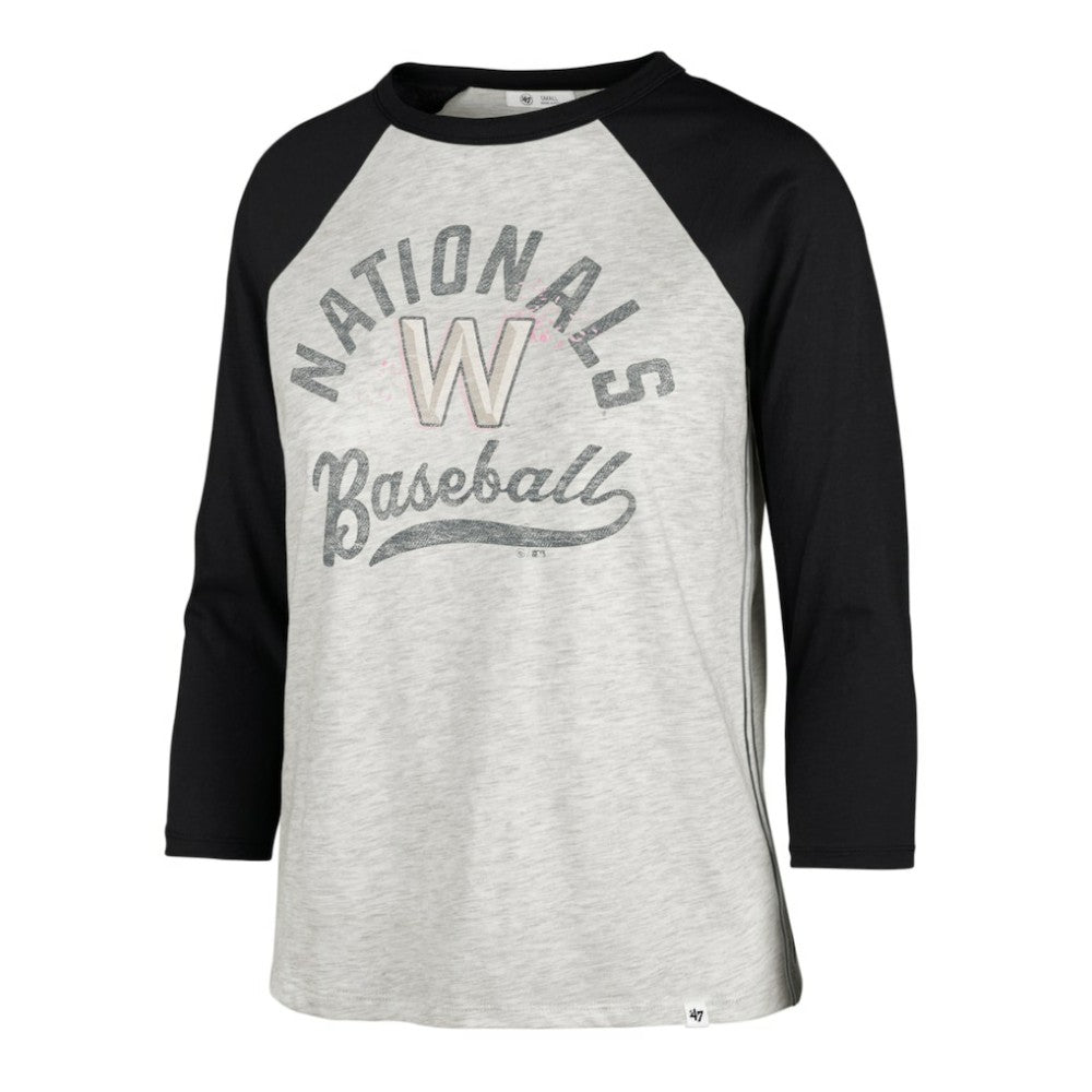 Washington Nationals Women's City Connect Retro Daze Ava Raglan 3/4-Sleeve T-Shirt Gray