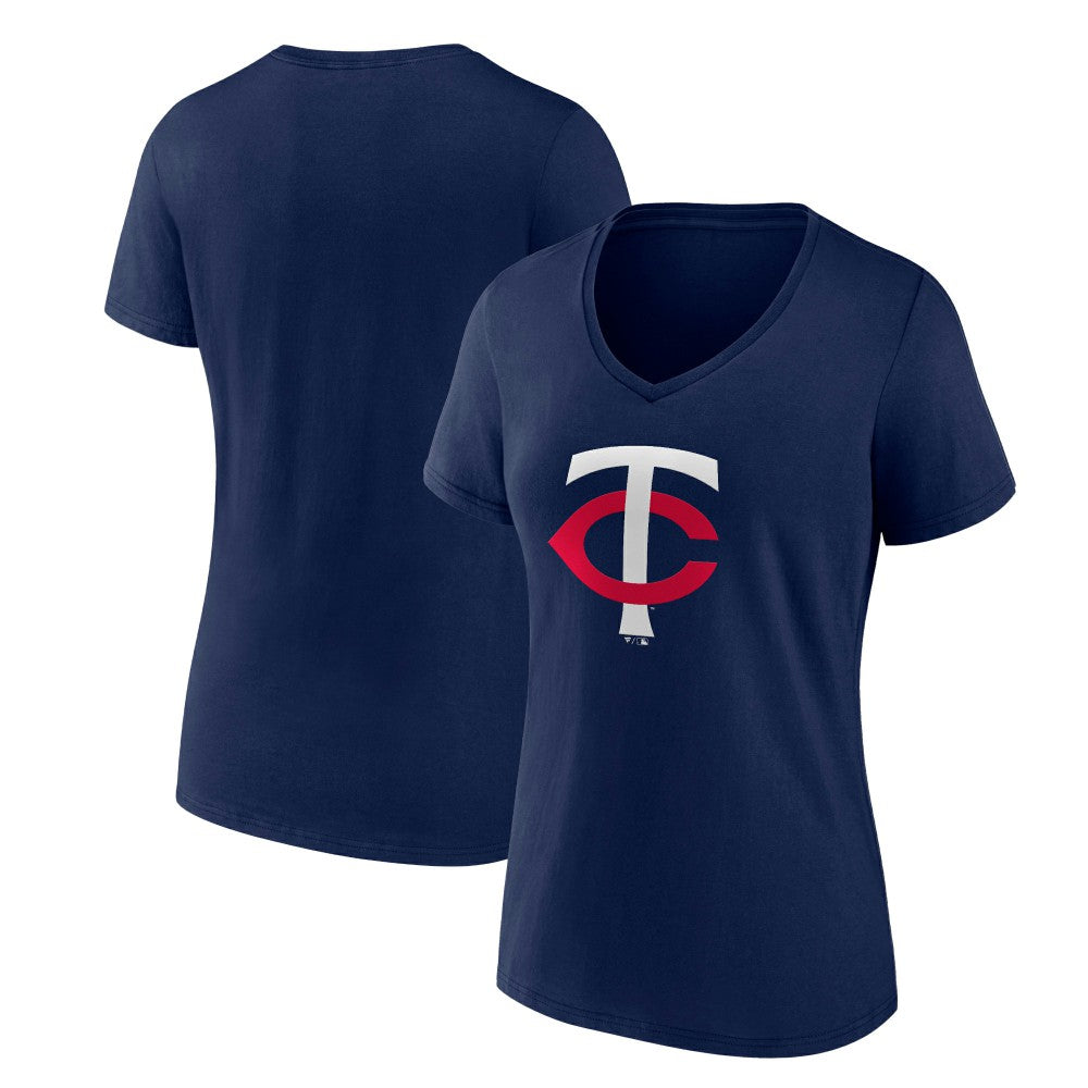 Minnesota Twins Women's Core Official Primary Logo V-Neck T-Shirt Navy