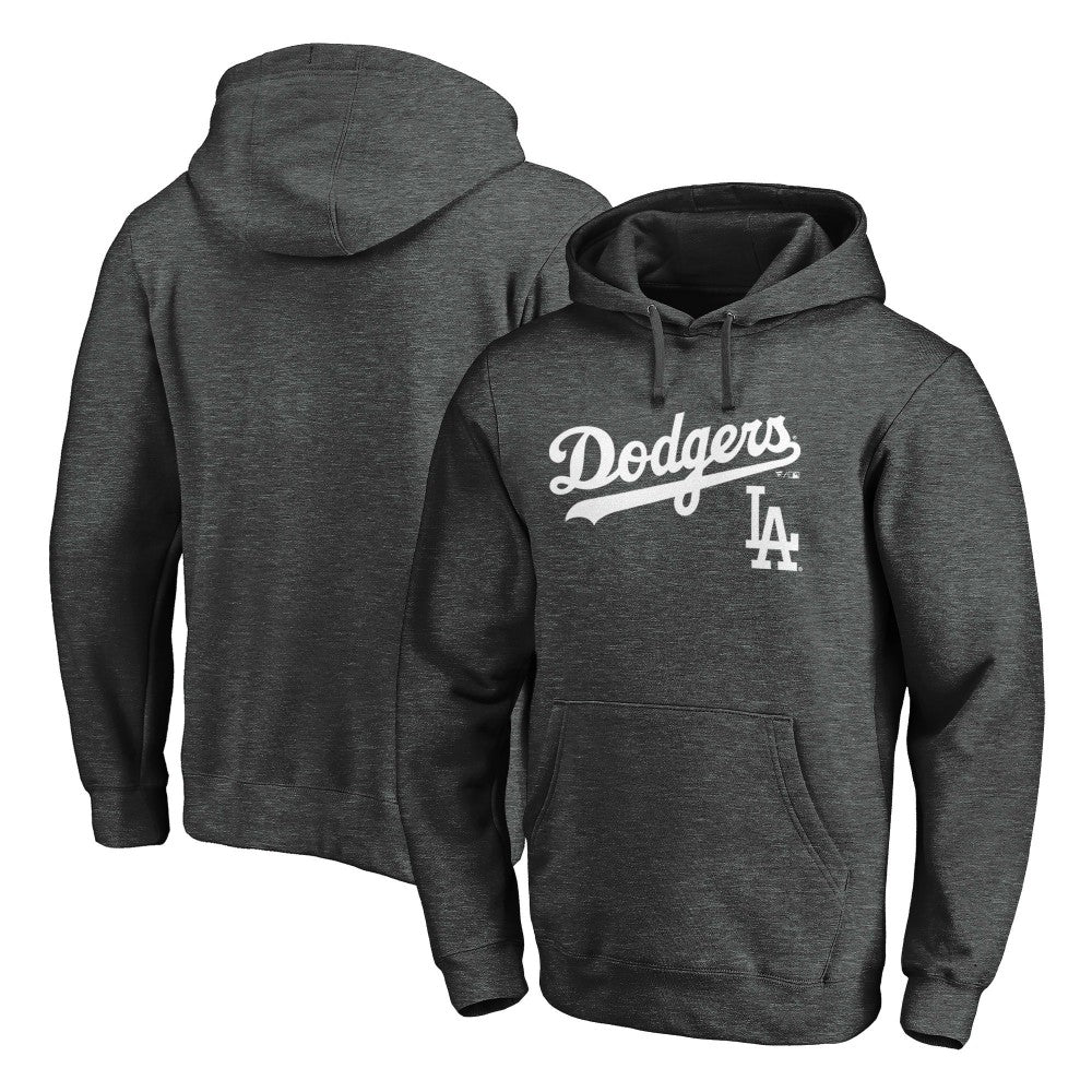 Los Angeles Dodgers Team Lock Up Wordmark Pullover Hoodie Charcoal