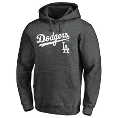 Los Angeles Dodgers Team Lock Up Wordmark Pullover Hoodie Charcoal