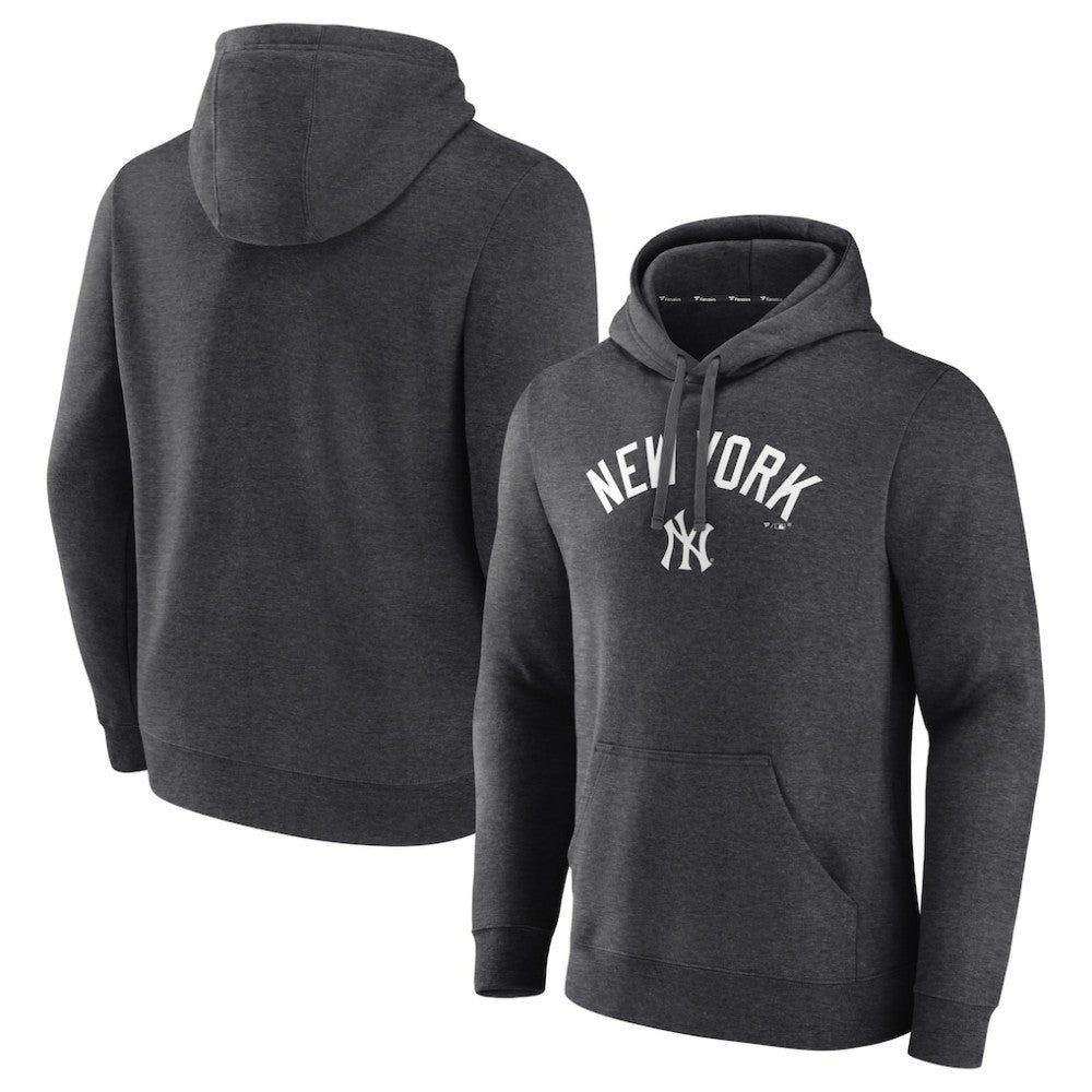 New York Yankees Team Lock Up Wordmark Pullover Hoodie Charcoal