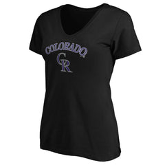Colorado Rockies Women's Core Team Lock Up V-Neck T-Shirt Black