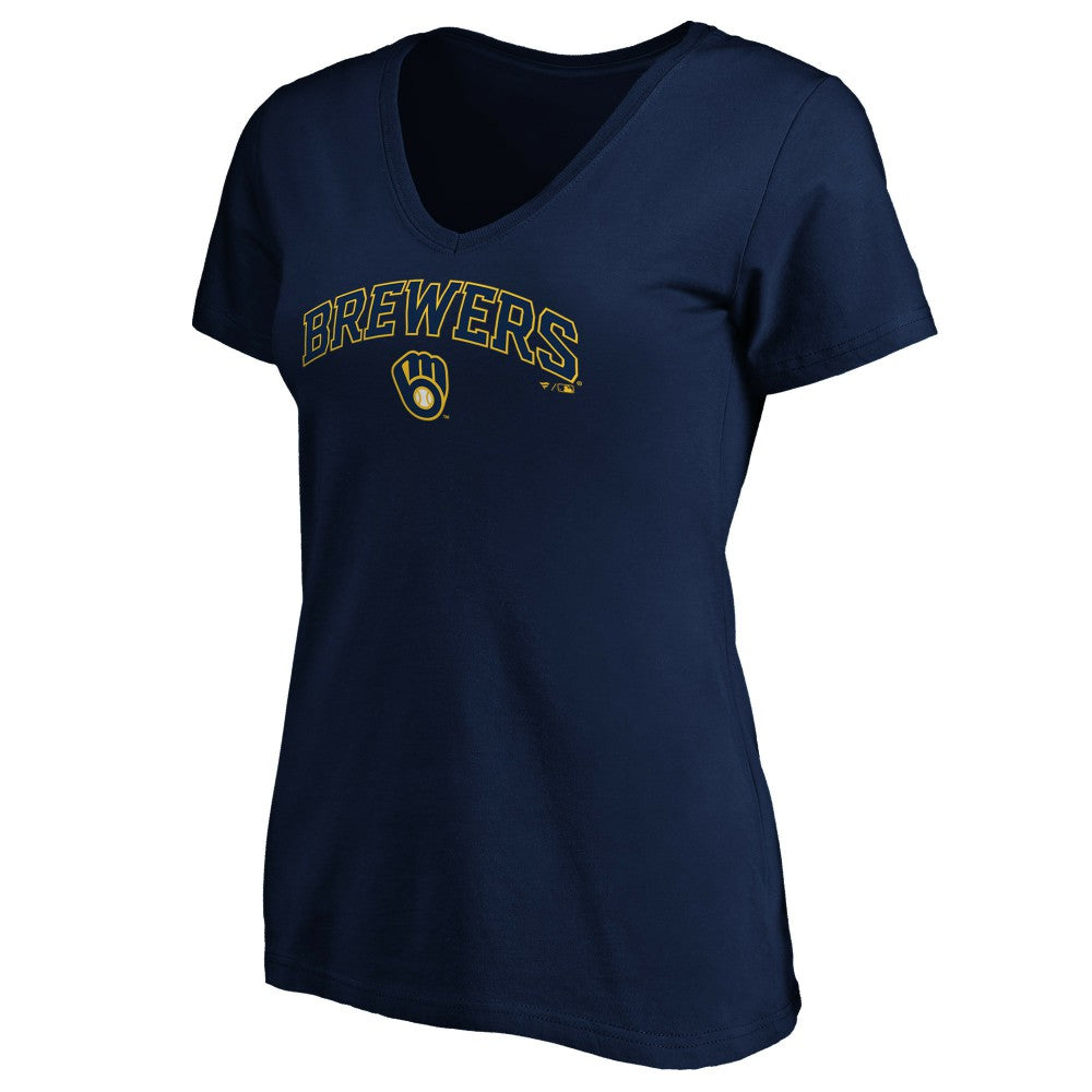 Milwaukee Brewers Women's Core Team Lock Up V-Neck T-Shirt Navy