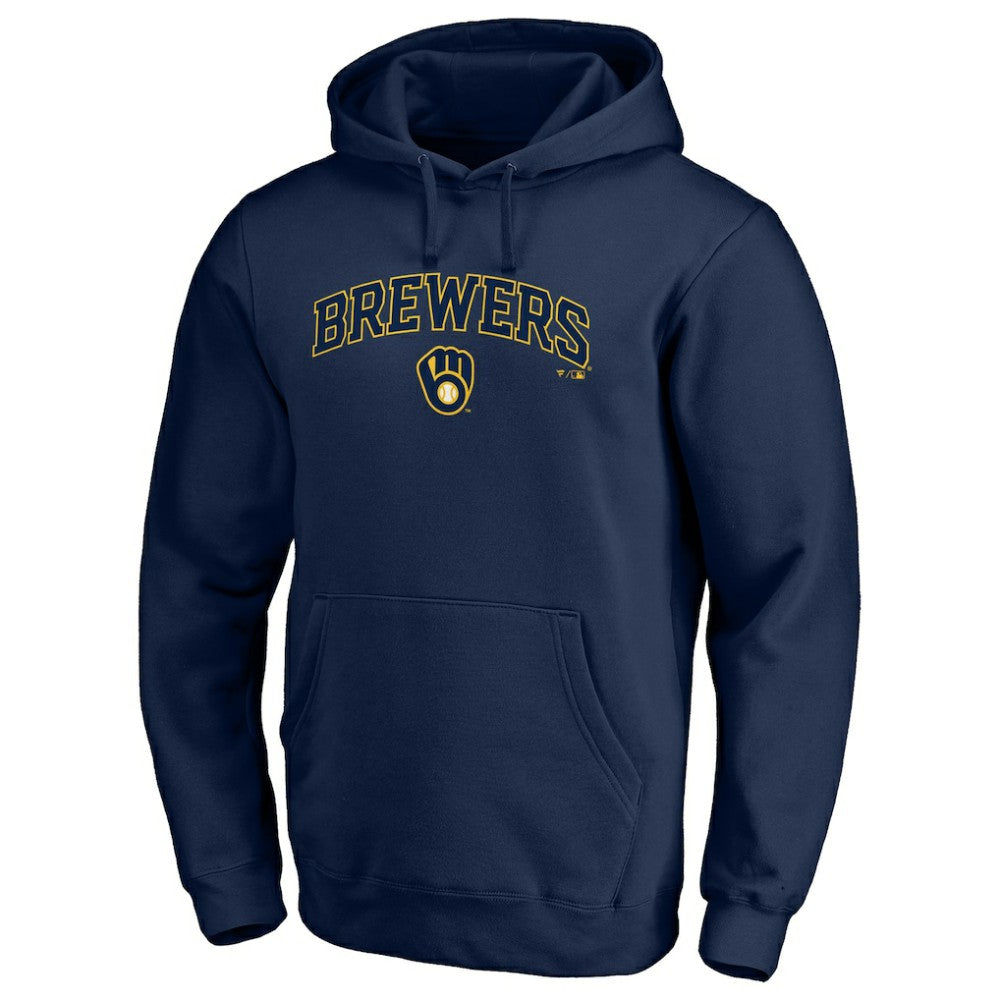 Milwaukee Brewers Team Lock Up Wordmark Pullover Hoodie Navy