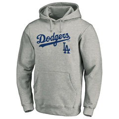 Los Angeles Dodgers Team Lock Up Wordmark Pullover Hoodie Gray