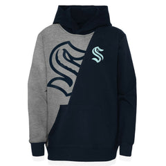 Seattle Kraken Youth Unrivaled Pullover Hoodie - Heather Gray/Deep Sea Blue Hoodies