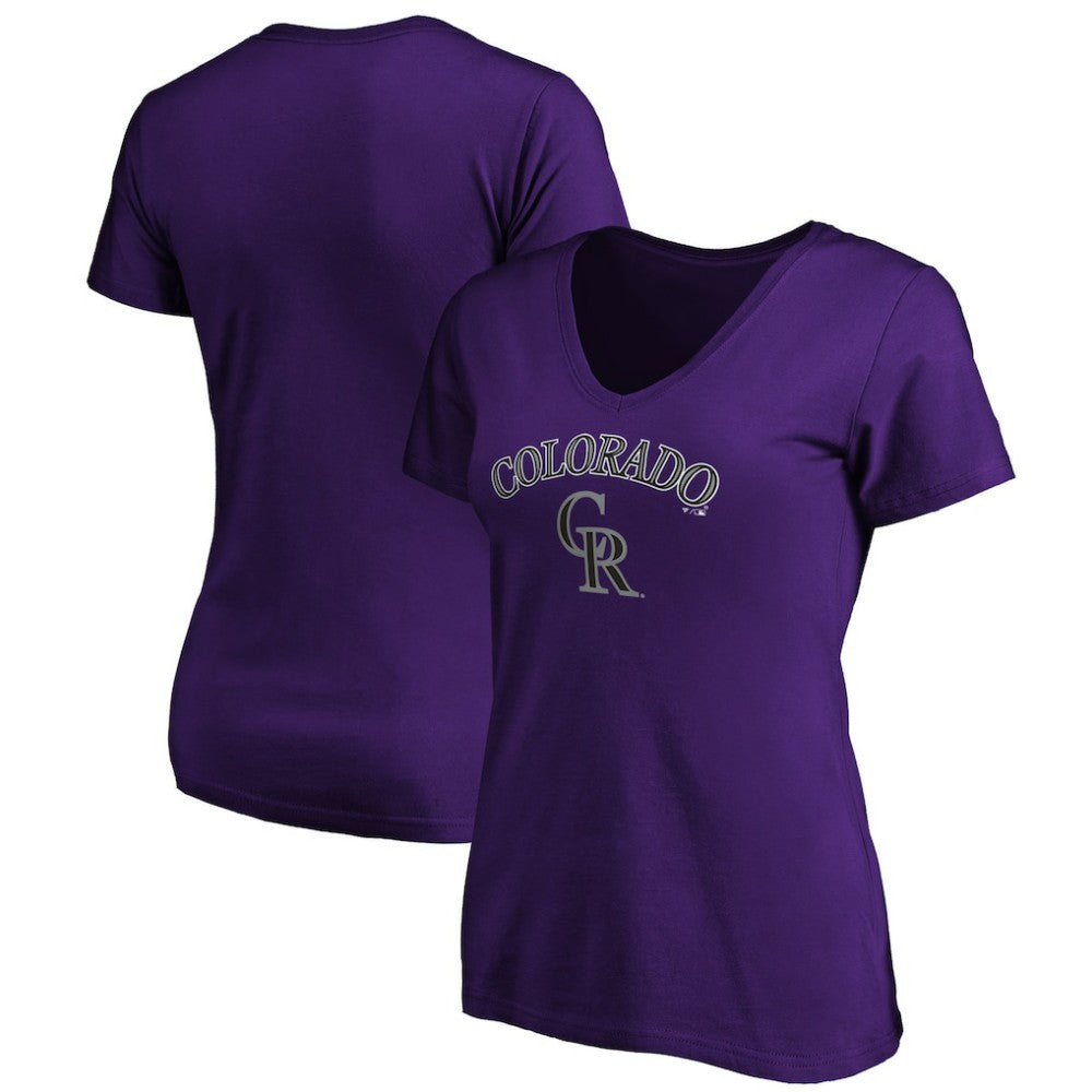Colorado Rockies Women's Core Team Lock Up V-Neck T-Shirt Purple
