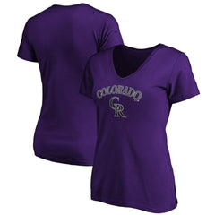 Colorado Rockies Women's Core Team Lock Up V-Neck T-Shirt Purple