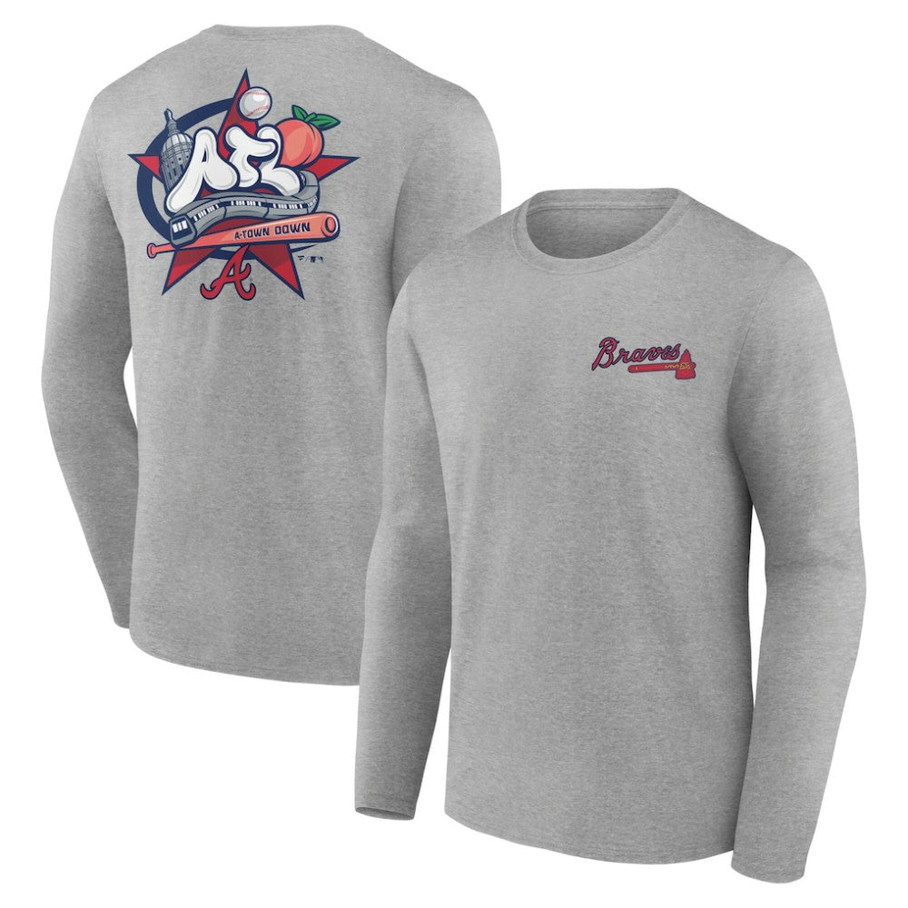 Atlanta Braves Nice Kicks Long Sleeve T-Shirt Gray