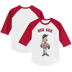 Boston Red Sox Tiny Turnip Youth Babes 3/4-Sleeve Raglan T-Shirt White/Red