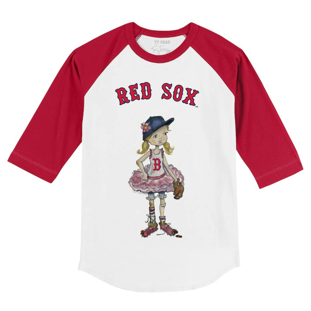 Boston Red Sox Tiny Turnip Youth Babes 3/4-Sleeve Raglan T-Shirt White/Red
