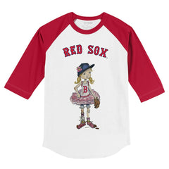 Boston Red Sox Tiny Turnip Youth Babes 3/4-Sleeve Raglan T-Shirt White/Red