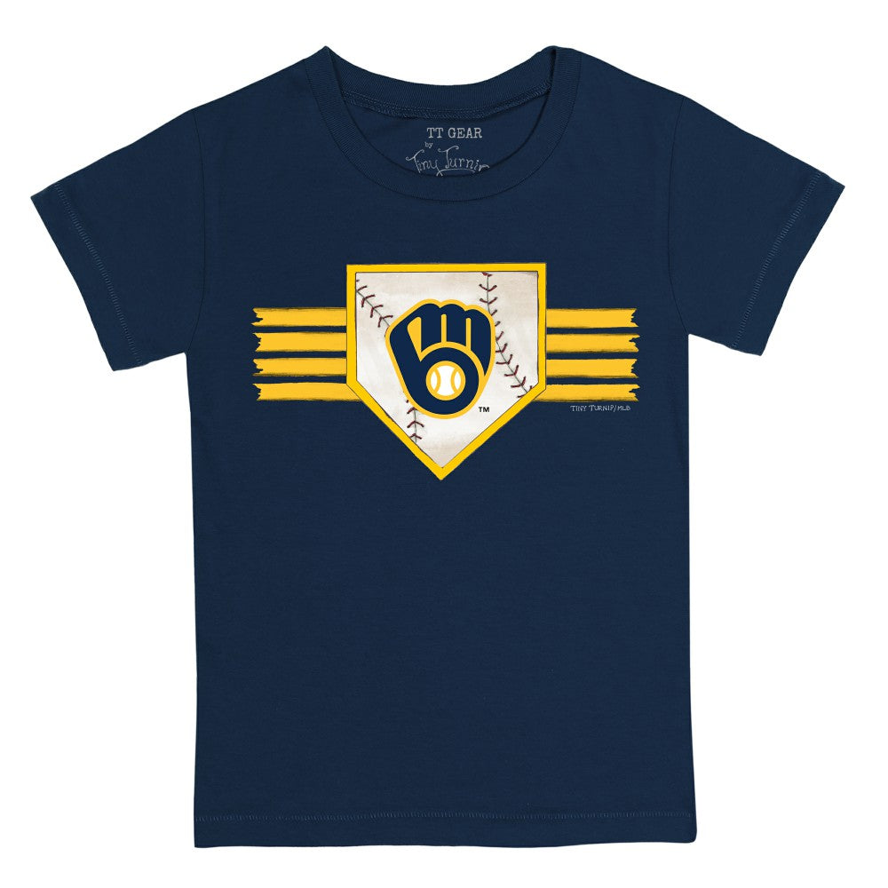 Milwaukee Brewers Tiny Turnip Youth Base Stripe T-Shirt Navy