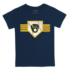 Milwaukee Brewers Tiny Turnip Youth Base Stripe T-Shirt Navy