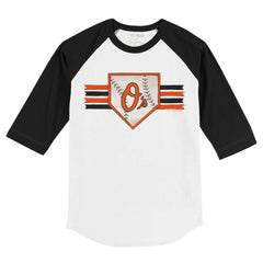 Baltimore Orioles Tiny Turnip Youth Base Stripe 3/4-Sleeve Raglan T-Shirt White/Black
