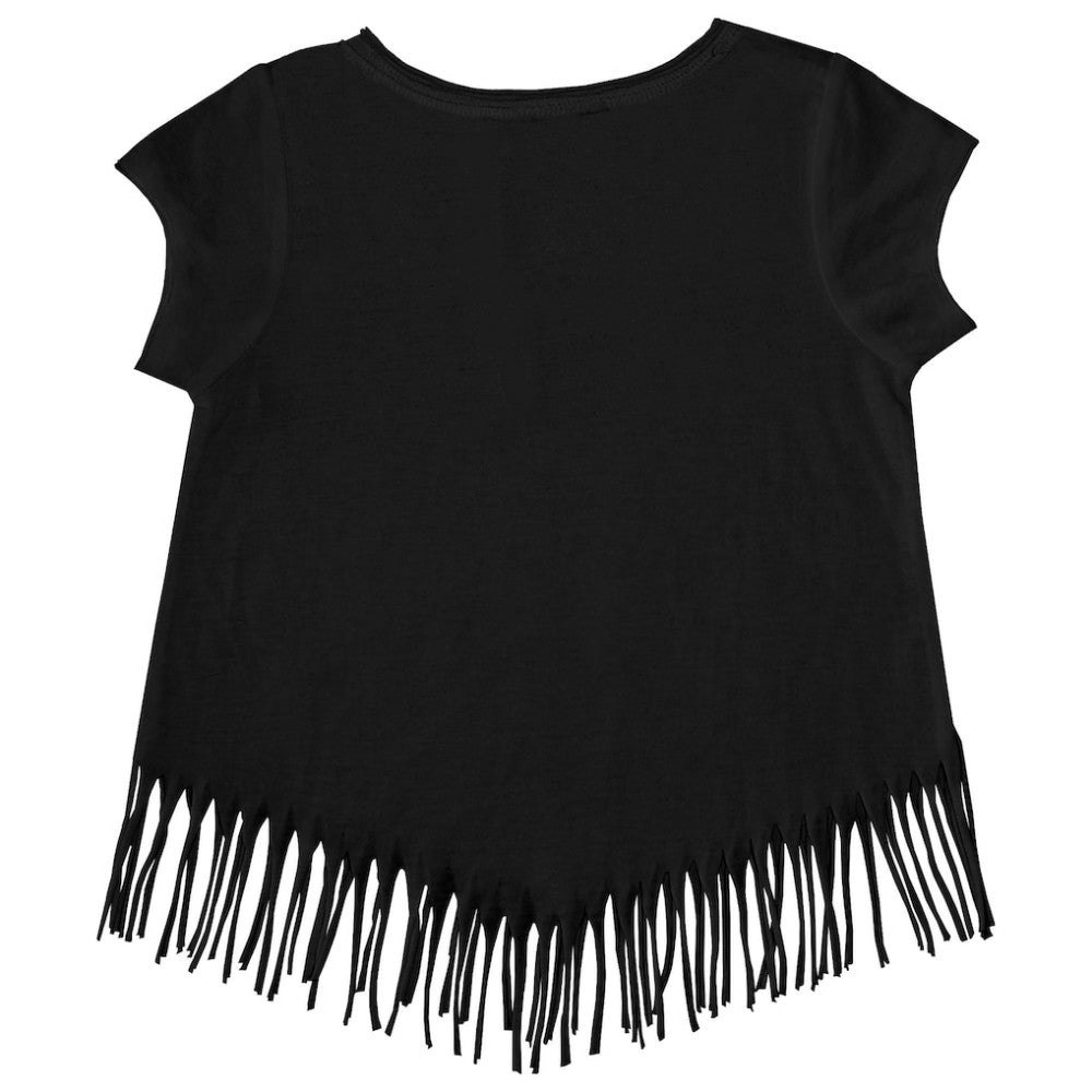 Pittsburgh Pirates Tiny Turnip Girls Youth Baseball Bow Fringe T-Shirt Black